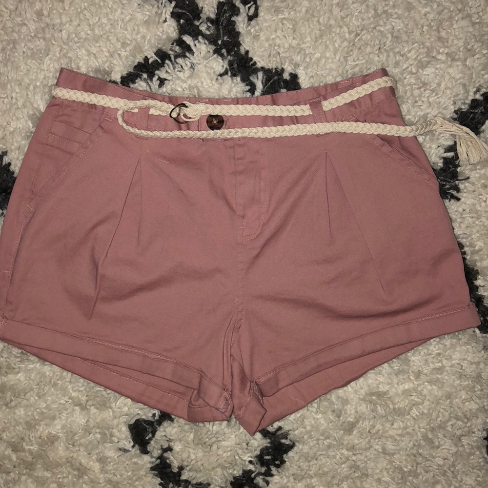 Blush pink shorts with belt